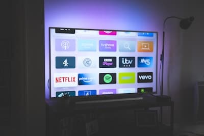 Modern smart TV in a living room for streaming IPTV
