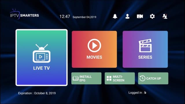 IPTV Smarters interface preview